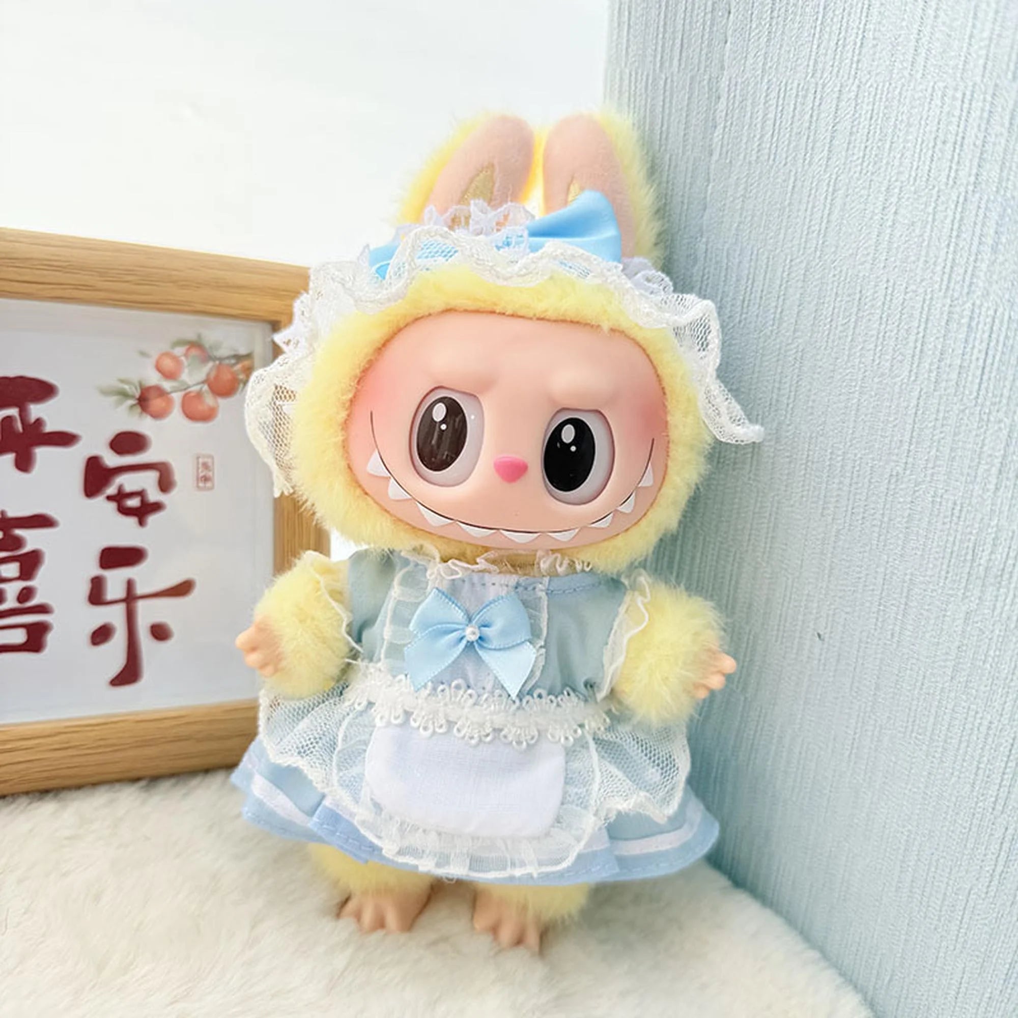 Labubu Clothes Labubu Blue Ribbon Chiffon Maid