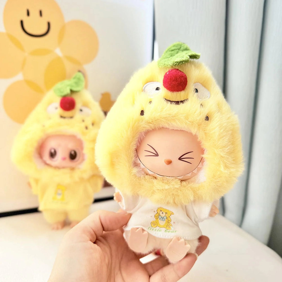 Labubu Clothes Labubu Bear White Tee + Sweet Pear Big Eye Hat