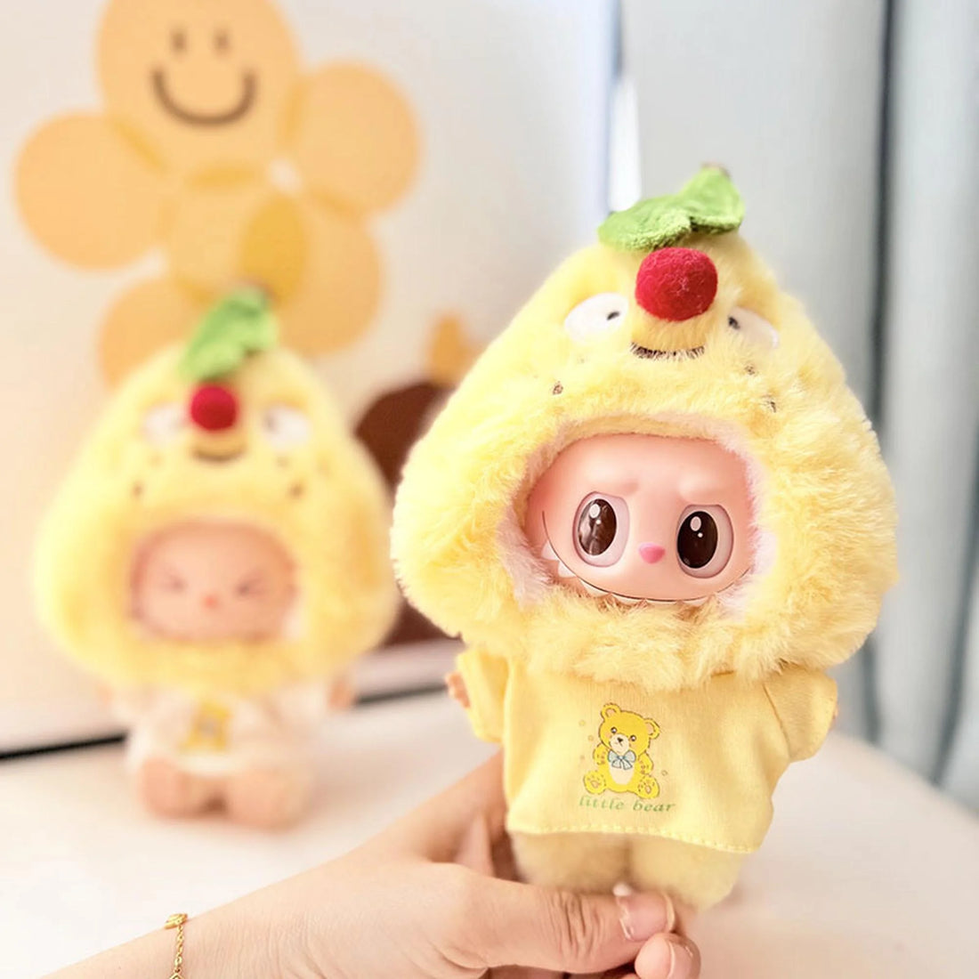 Labubu Clothes Labubu Bear Yellow Tee + Sweet Pear Big-Eye Hat