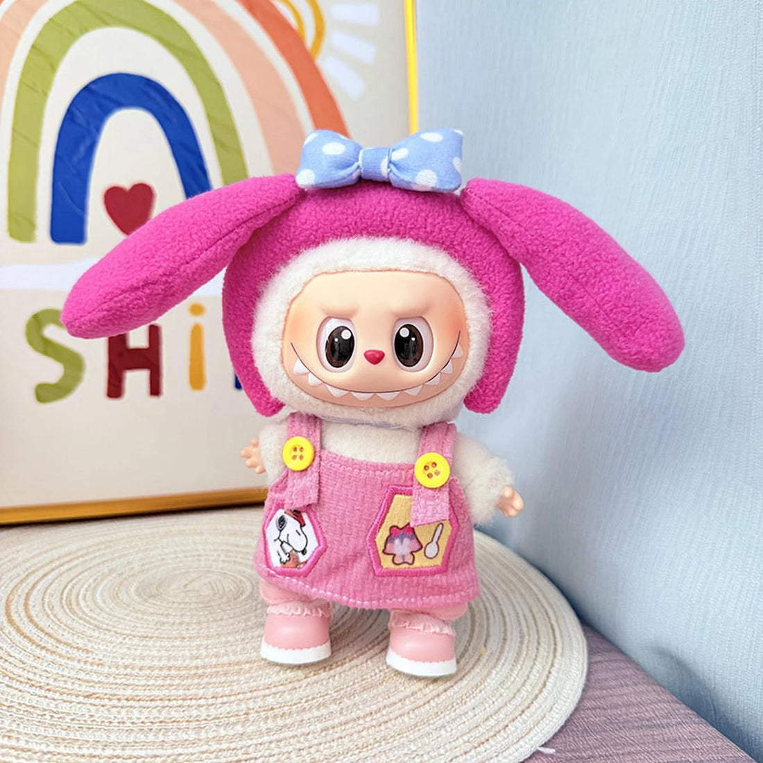 Labubu Clothes Labubu Big Ears Pink Princess Set + Kd Pink Leather Shoes