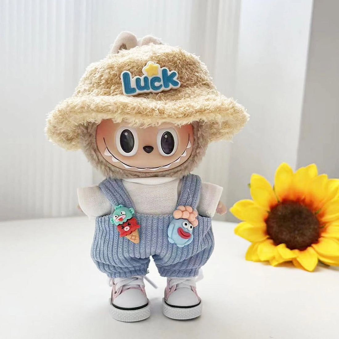Labubu Clothes Labubu Big Mouth Fish Overalls Set + Luck Cap (Excluding Shoes)