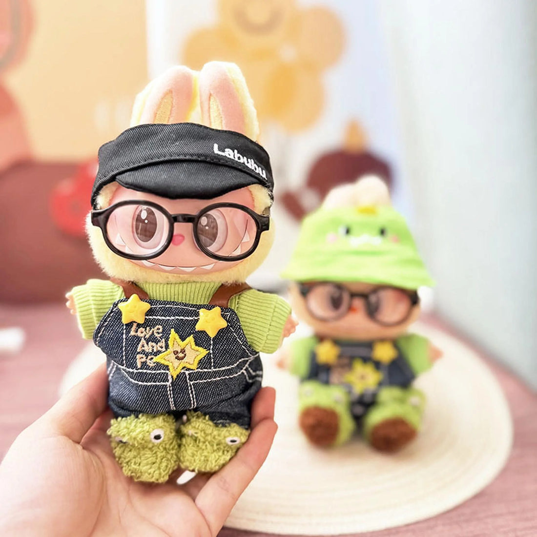 Labubu Clothes Labubu Black Bubu Snapback + Frog Little Scholar Set