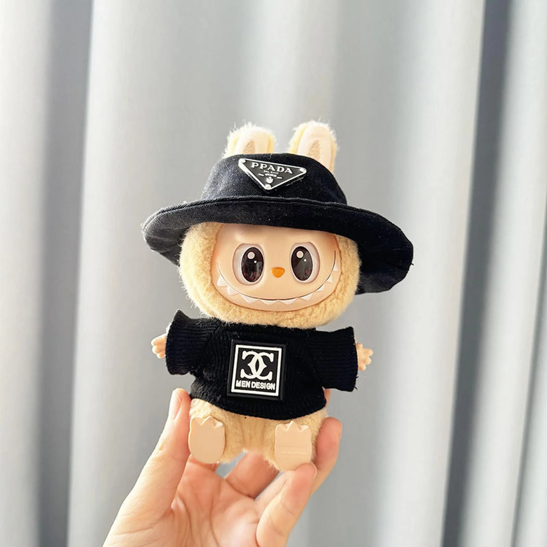 Labubu Clothes Labubu Black Chanel + Ppd Black Hat
