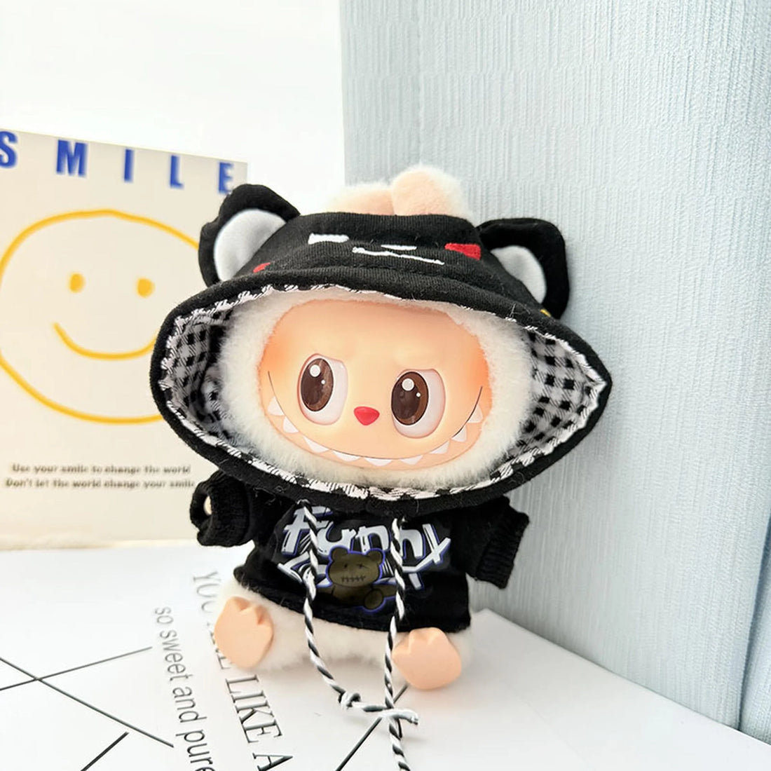 Labubu Clothes Labubu Black Patch Bear Hoodie
