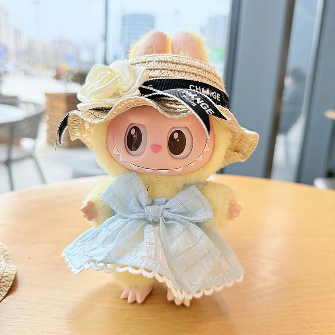 Labubu Clothes Labubu Blue Candy Dress + Black-Trimmed White Strawberry