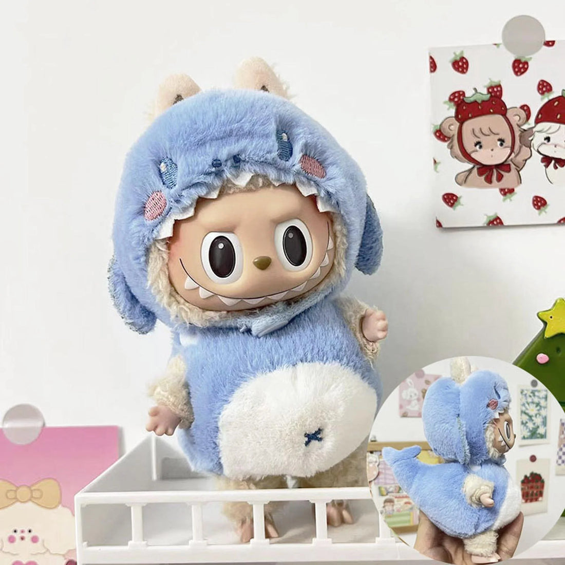 Labubu Clothes Labubu Blue Shark Plush Toy Outfit 2-Piece Set