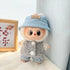 Labubu Clothes Labubu Blue Yyds Cowboy Hat + Grey Double-Buckle Circle Shirt Two-Piece Set
