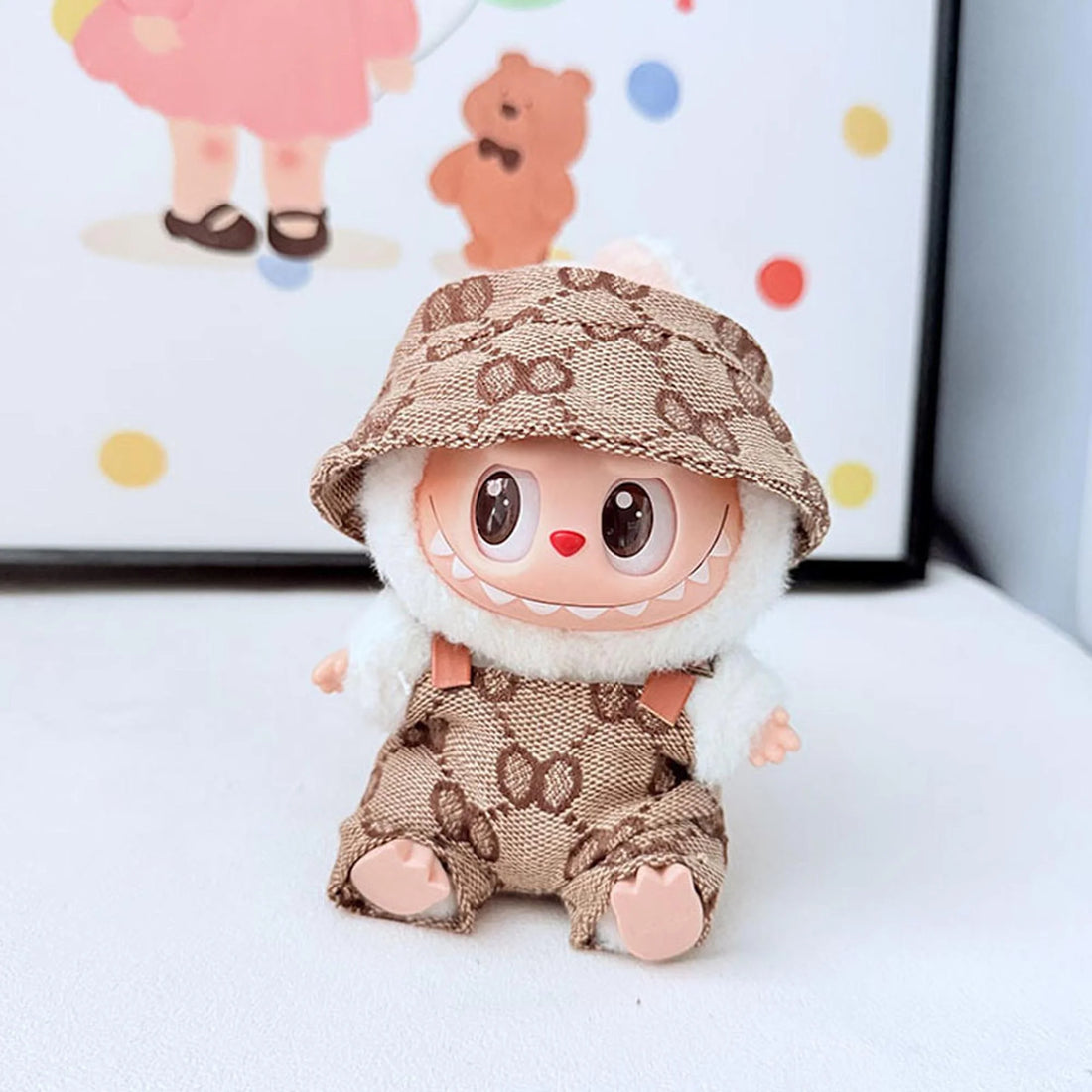 Labubu Clothes Labubu Brown 8-Grid Pattern Suit Set