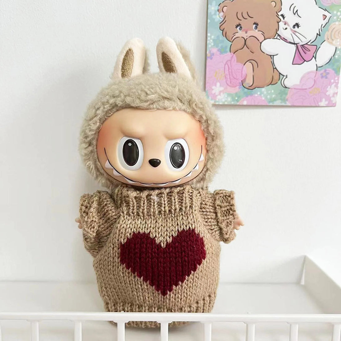 Labubu Clothes Labubu Brown Heart Sweater