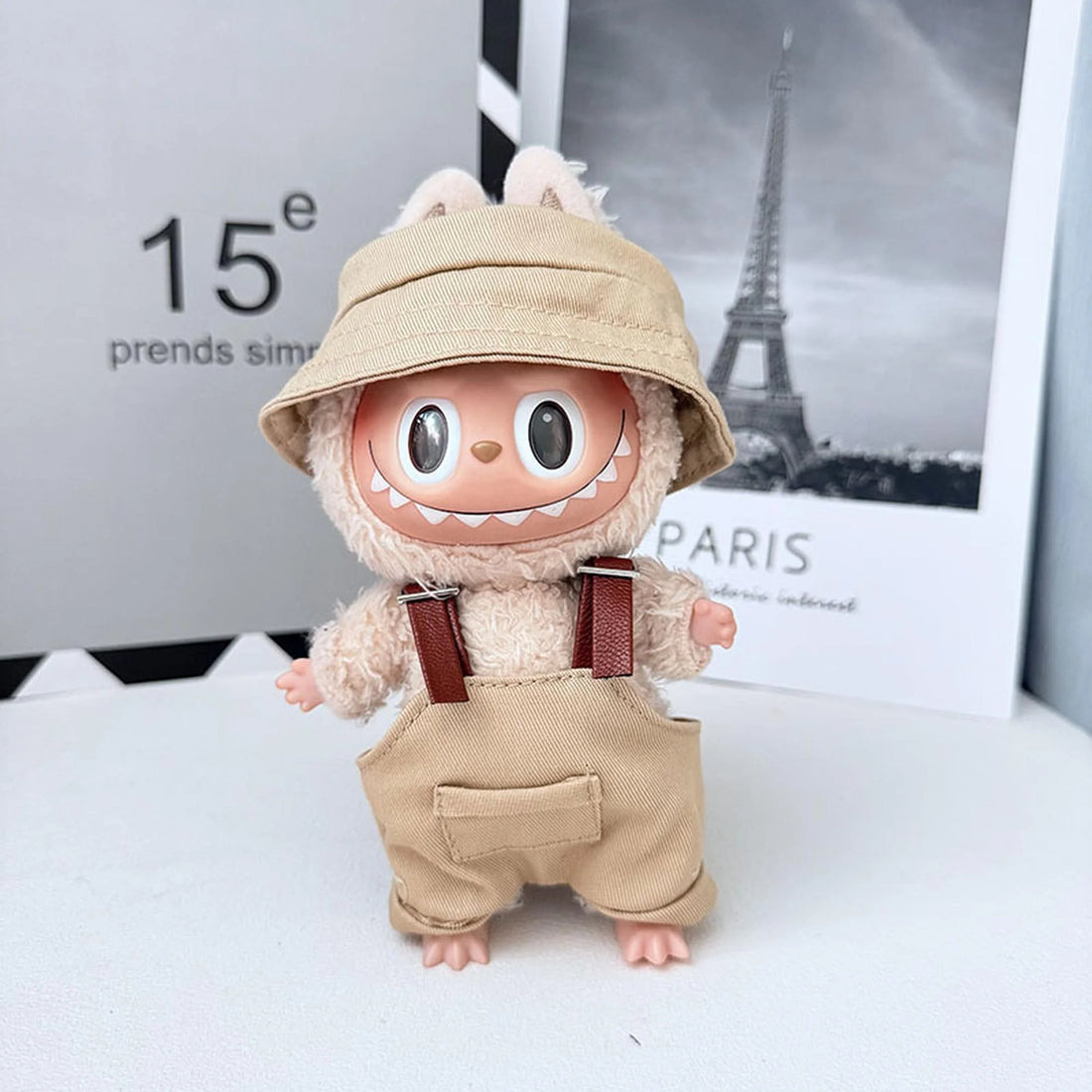 Labubu Clothes Labubu Brown Pocket Suspenders Overalls Set