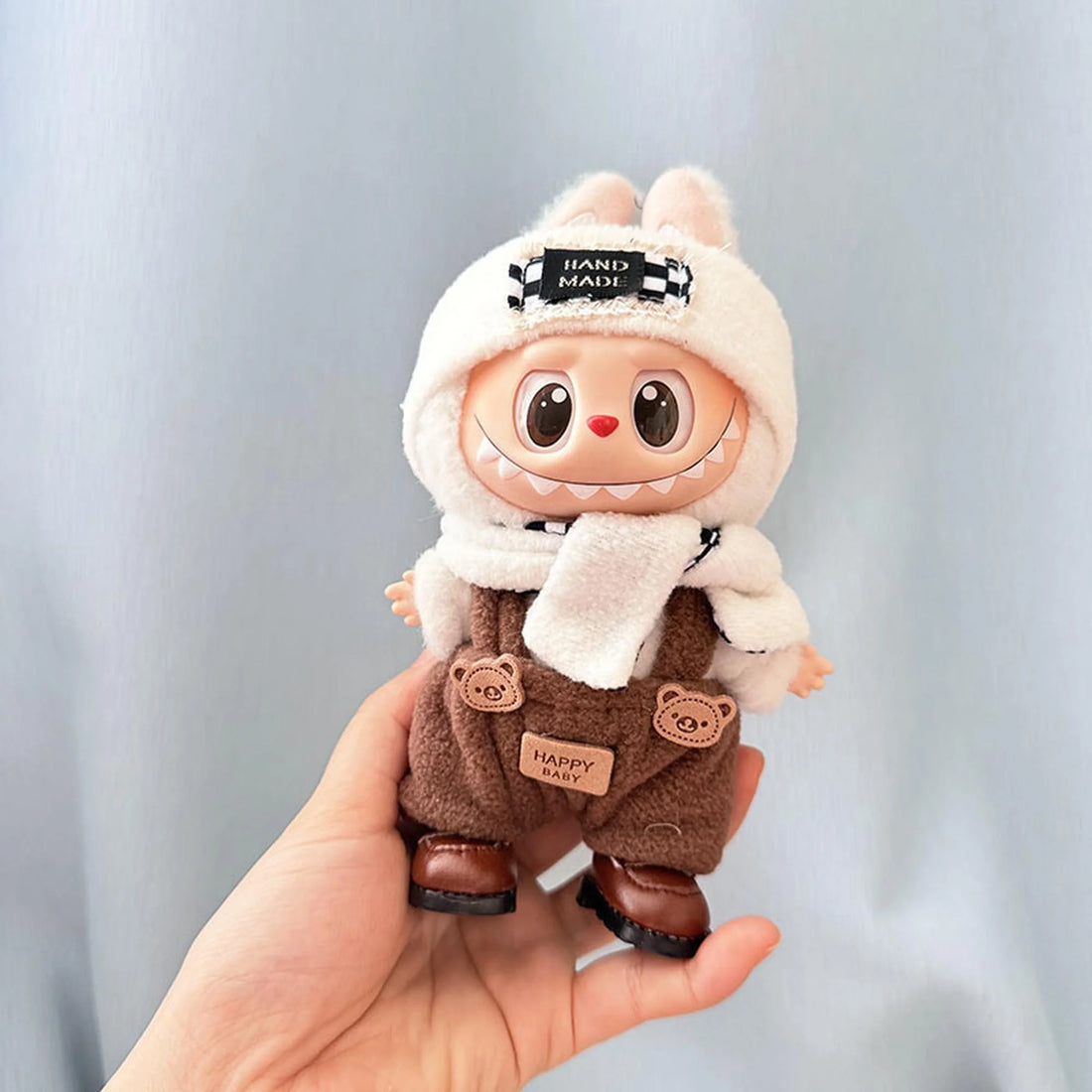 Labubu Clothes Labubu Brown Square-Toe Shoes + Bear Plaid Style