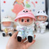 Labubu Clothes Labubu Bubble Fish Overalls Set + Pink Bunny Hat + White Canvas Shoes + Blue Water Bottle