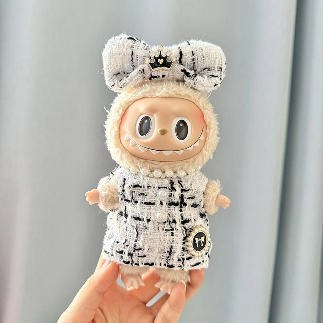 Labubu Clothes Labubu Crown Pendant White Floral Suit Set