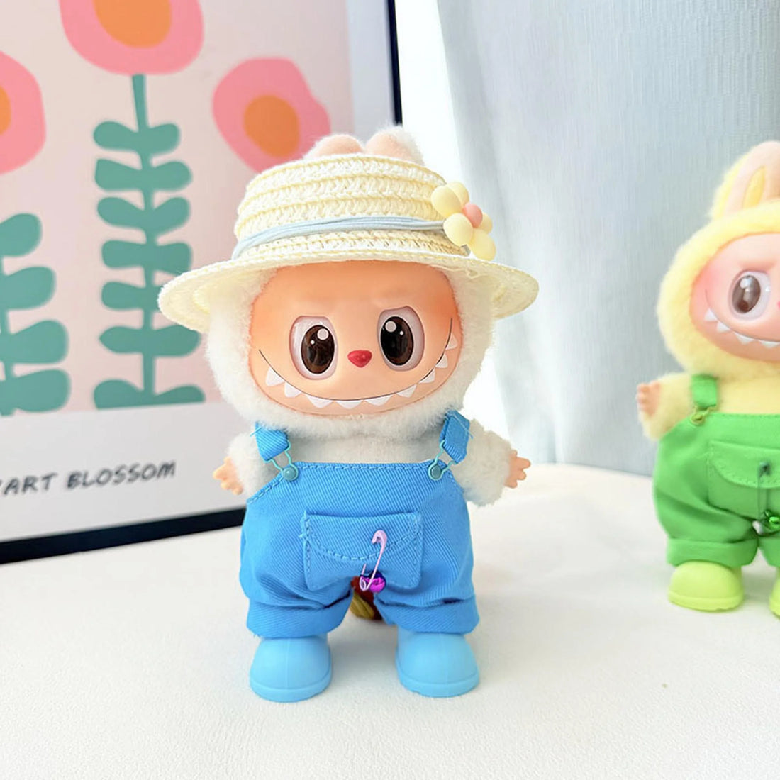 Labubu Clothes Labubu Flat Yellow Hat + Blue Rain Boots + Sunny Little Builder Blue