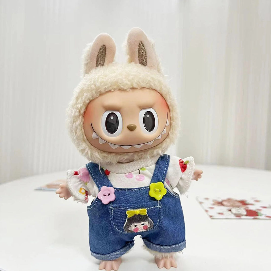 Labubu Clothes Labubu Floral T-Shirt + Sunflower Buttoned Overalls