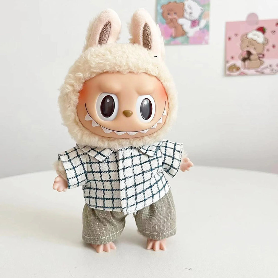 Labubu Clothes Labubu Gray Plaid Casual Coord Set