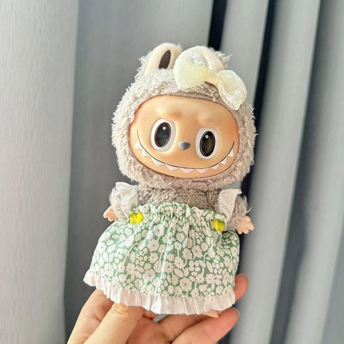 Labubu Clothes Labubu Green Floral Print Detachable Straps