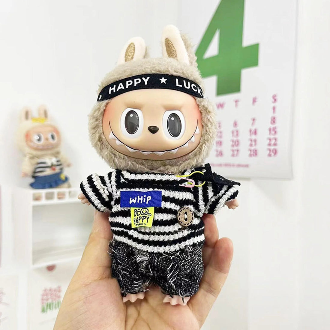 Labubu Clothes Labubu Happ Black And White Striped Set