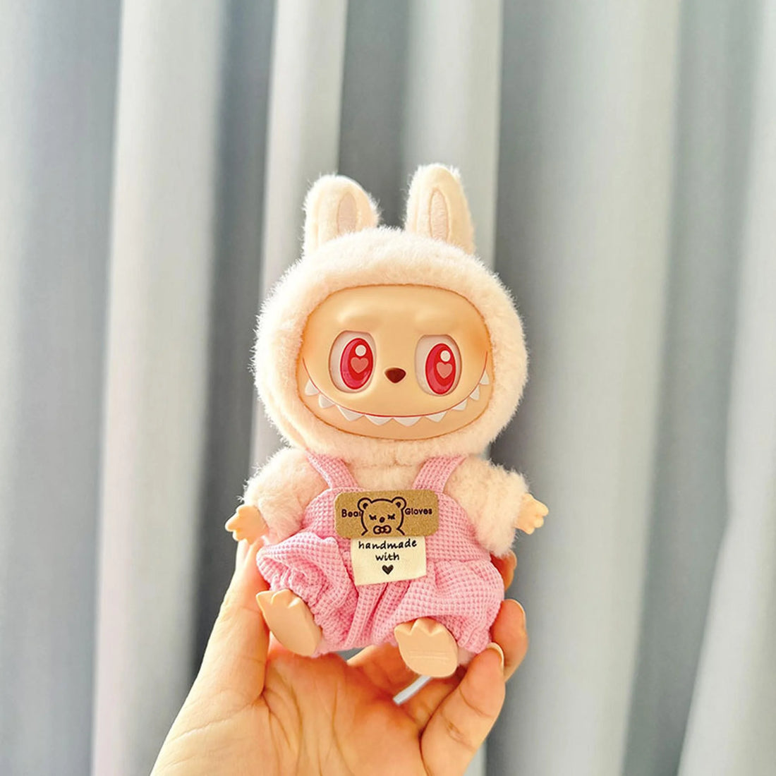 Labubu Clothes Labubu Pink Checkered Overalls With Detachable Accessories