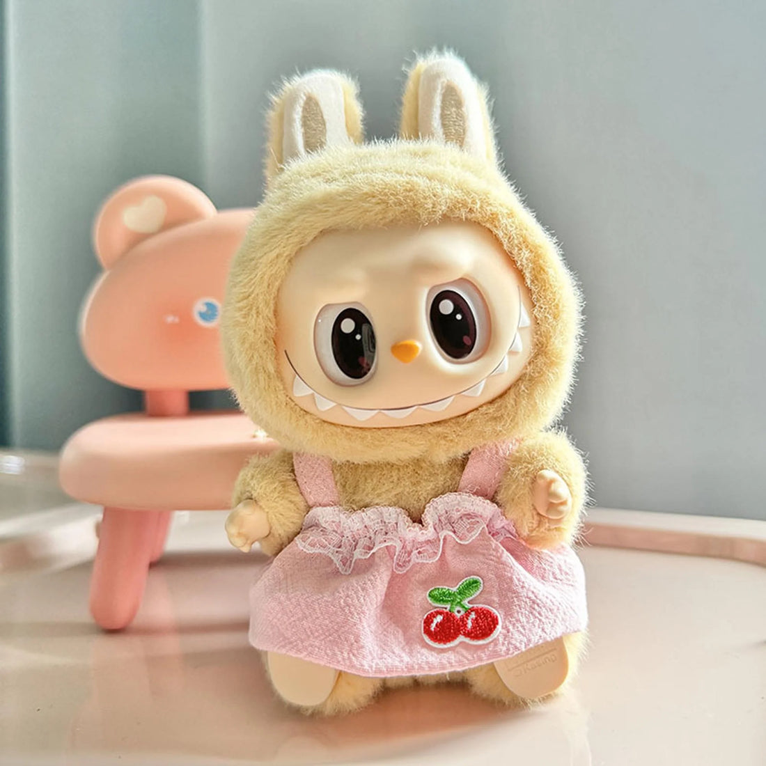 Labubu Clothes Labubu Pink Cherry Dangle Strap