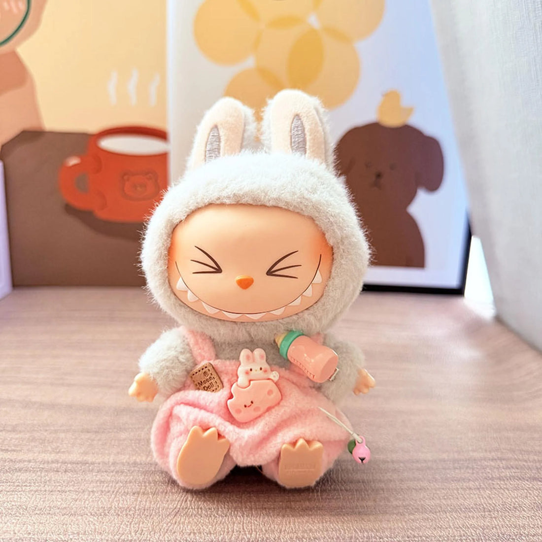 Labubu Clothes Labubu Pink Milk Bottle Overalls