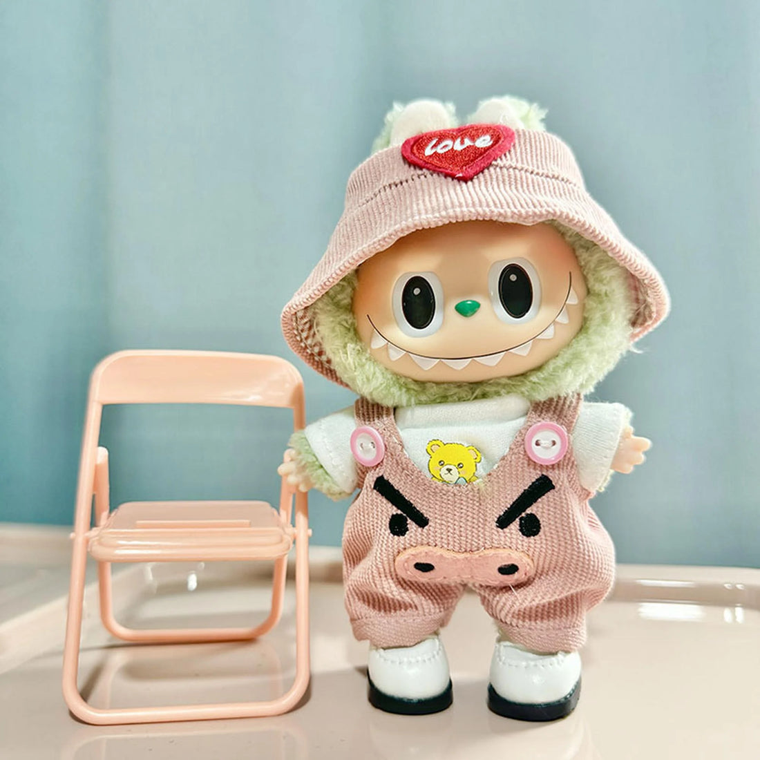 Labubu Clothes Labubu Pink Piggy Three-Piece Romper Set (No Shoes)