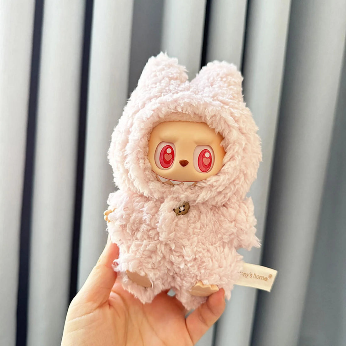 Labubu Clothes Labubu Pink Plush Jumpsuit With Dangly Accessories