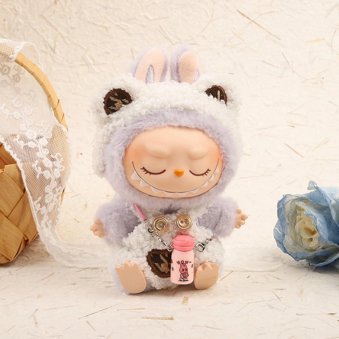 Labubu Clothes Labubu Pink Water Bottle + Warm Huggable Bear