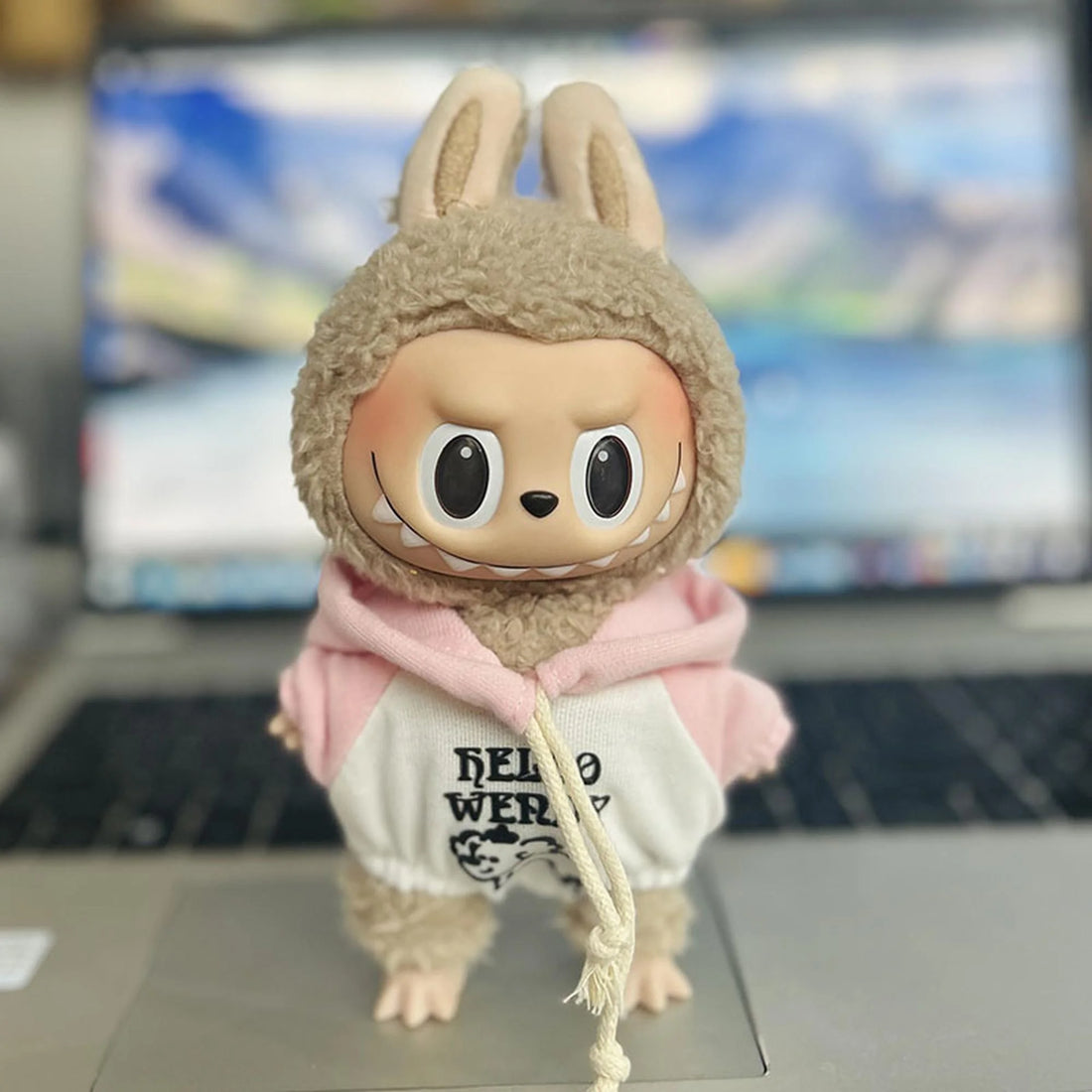 Labubu Clothes Labubu Pink &amp; White Lettering Drawstring Hoodie