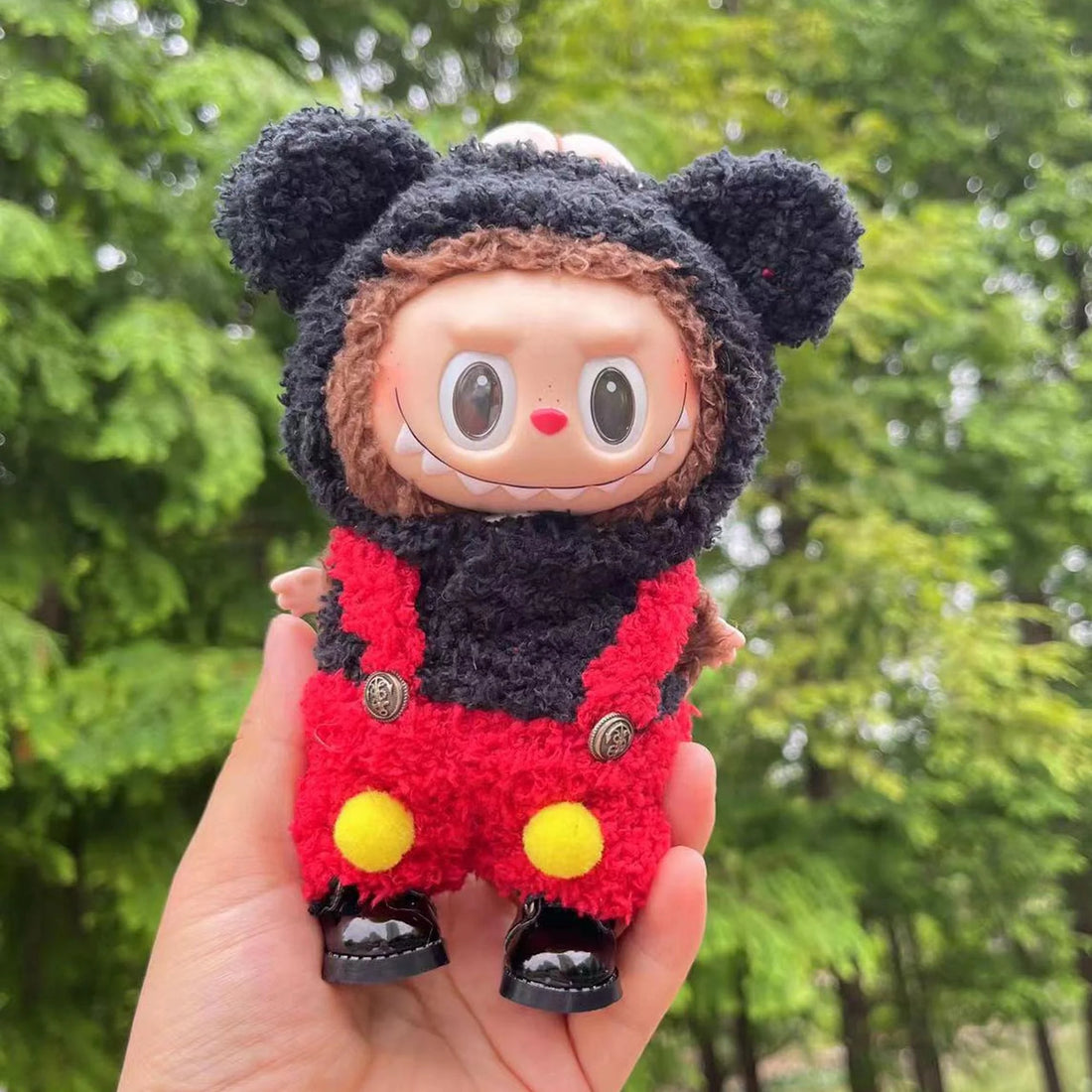 Labubu Clothes Labubu Red And Black Mickey Two-Piece Outfit Without Shoes