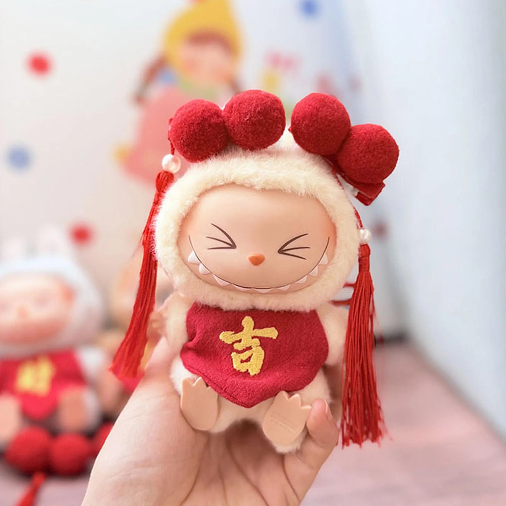 Labubu Clothes Labubu Red Hair Clips + Auspicious &