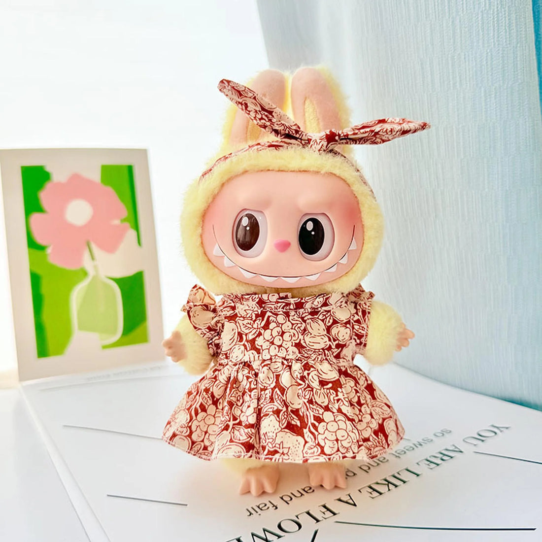 Labubu Clothes Labubu Red Playful Floral Fruit Dress For Kids