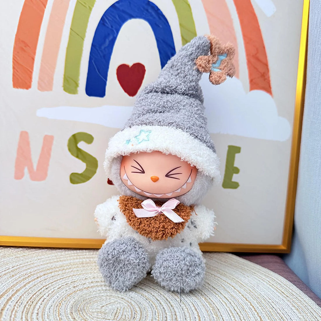 Labubu Clothes Labubu Star Hat And Brown Bib Set