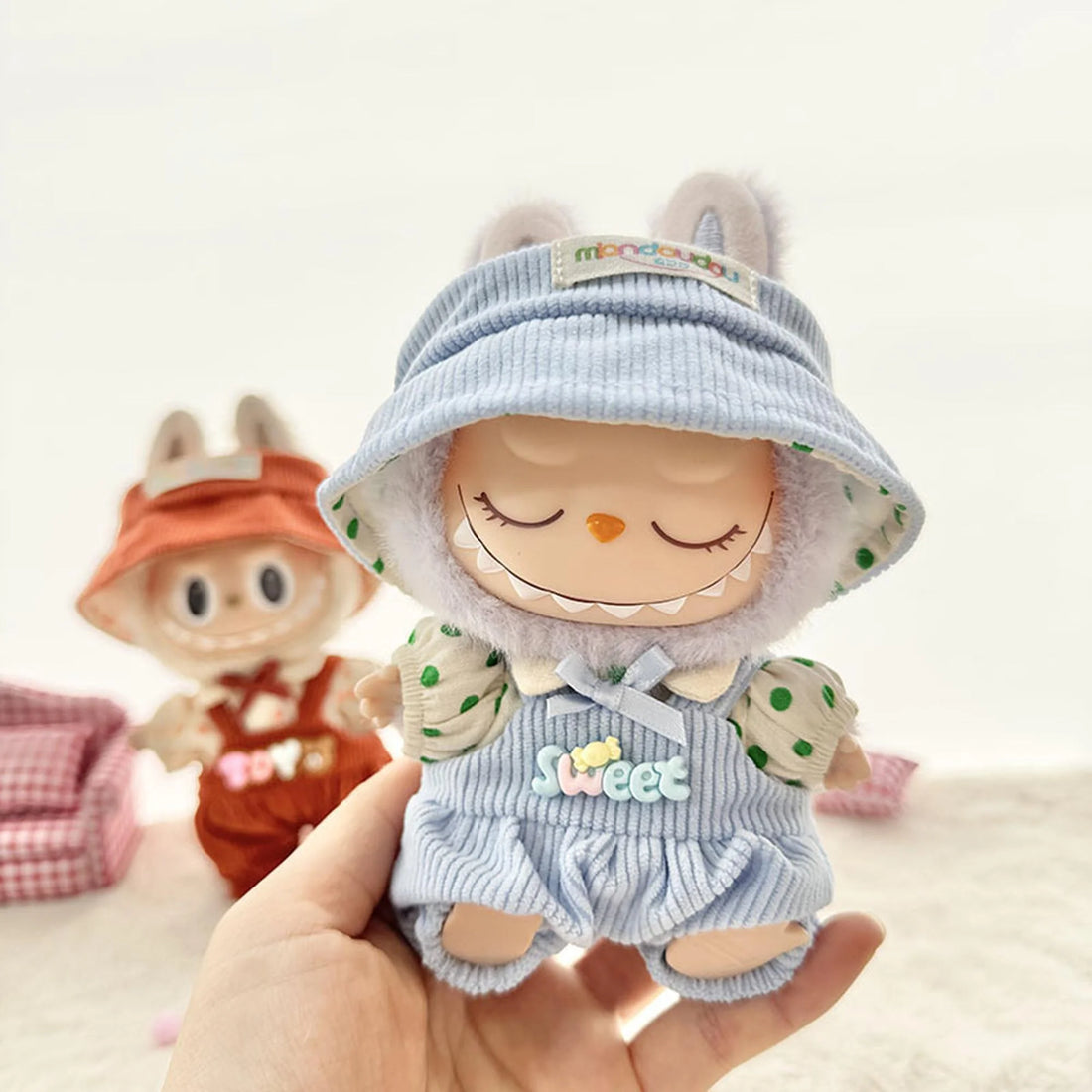 Labubu Clothes Labubu Sweet Blue Overalls Three-Piece Set