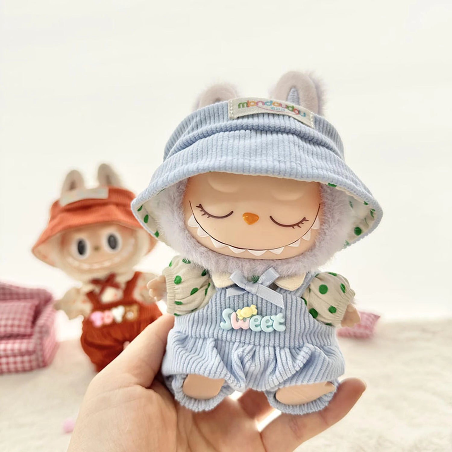Labubu Clothes Labubu Sweet Blue Overalls Three-Piece Set