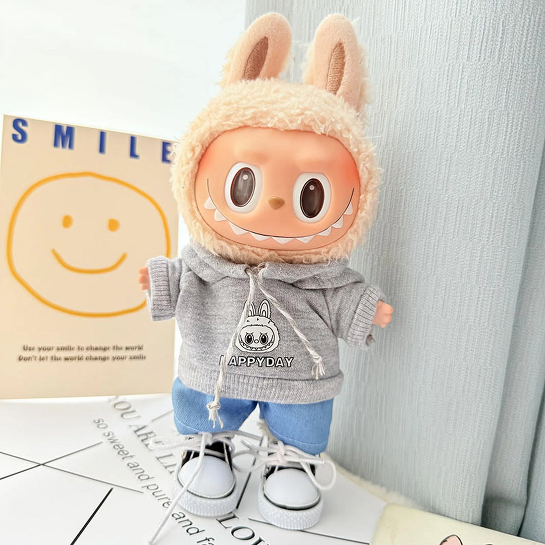 labubu-clothes-white-canvas-sneakers-gray-hoodie-two-piece-set