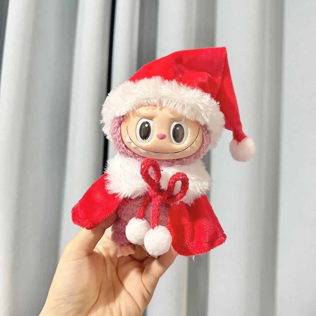 Labubu Clothes Labubu White Fur Pendant With Red Cape And Tricorn Hat