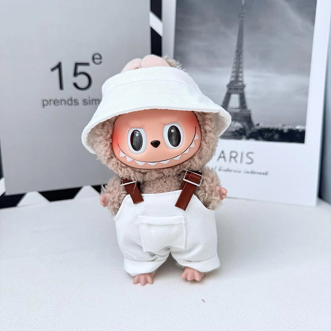 Labubu Clothes Labubu White Pocket Belt Overalls Set