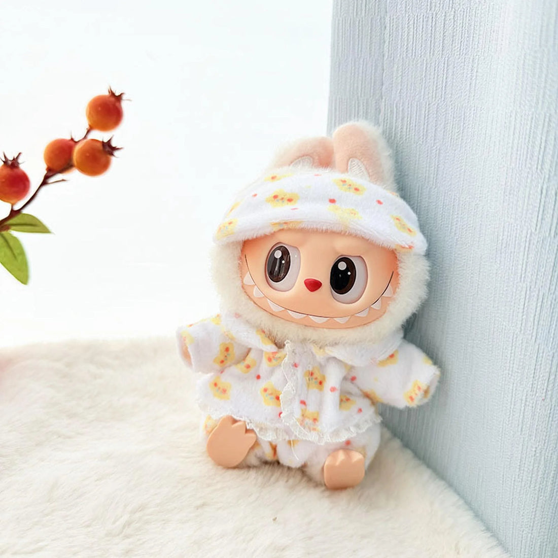Labubu Clothes Labubu Yellow Eyemask Pajama Set With Accessories